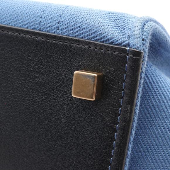 CELINE Luggage Phantom Tote Bag Canvas Leather Women's Blue Black 169953 - Picture 7 of 8